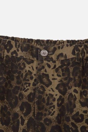 Concert Outfit Big Pocket Leopard Print Shorts