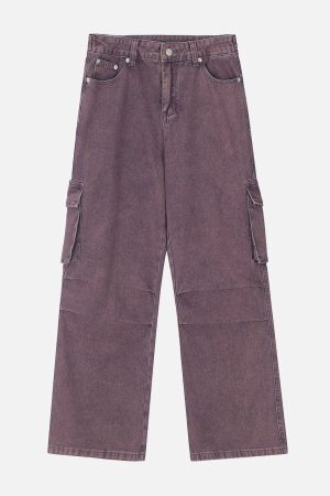 Concert Outfit Big Pocket Wrinkle Loose Jeans