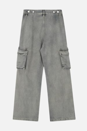 Concert Outfit Big Pocket Wrinkle Loose Jeans