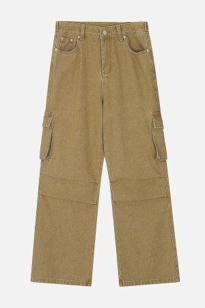 Concert Outfit Big Pocket Wrinkle Loose Jeans