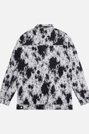 Concert Outfit Black And White Contrast Floral Denim Jacket