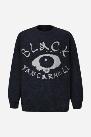 Concert Outfit Black Eye Pattern Sweater