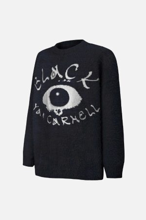 Concert Outfit Black Eye Pattern Sweater