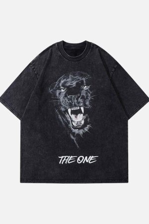 Concert Outfit Black Panther Print T-Shirt