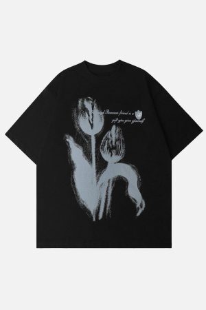 Concert Outfit Blurring Tulip Print Tee