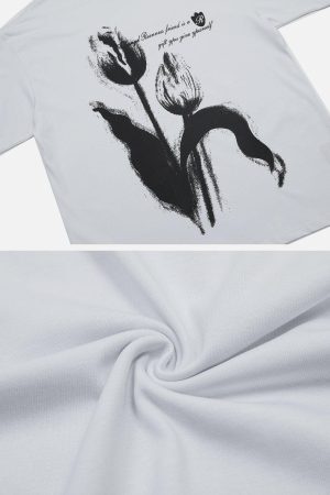 Concert Outfit Blurring Tulip Print Tee