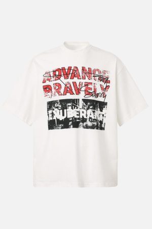 Concert Outfit Bold 'Advance Bravely' Graphic T-Shirt
