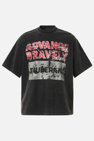 Concert Outfit Bold 'Advance Bravely' Graphic T-Shirt