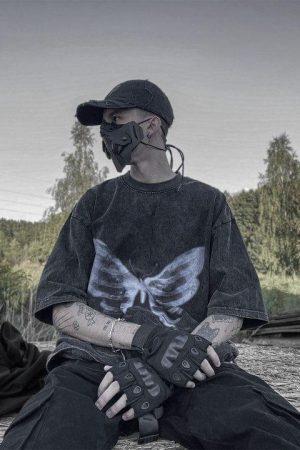 Concert Outfit Bone Butterfly Washed Graphic Tee