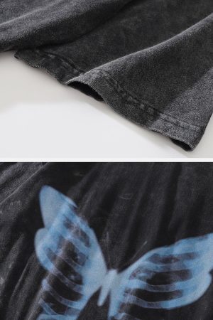 Concert Outfit Bone Butterfly Washed Graphic Tee