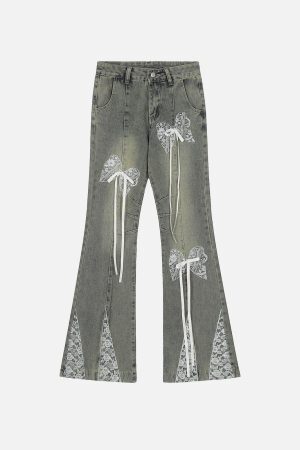 Concert Outfit Bow Butterfly Washed Jeans