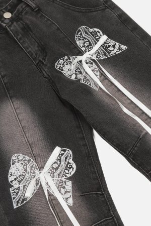 Concert Outfit Bow Butterfly Washed Jeans