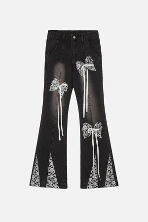 Concert Outfit Bow Butterfly Washed Jeans