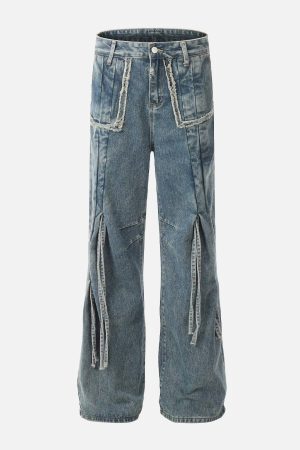 Concert Outfit Bow Fringe Washed Jeans