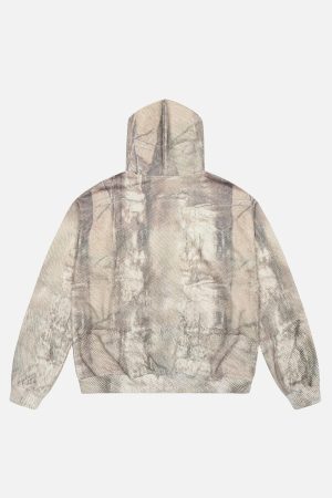 Concert Outfit Branch Pattern Letter Print Hoodie