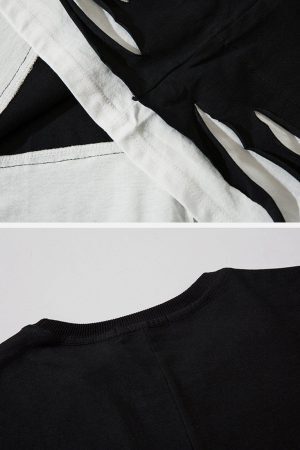 Concert Outfit Broken Hole Fake Two Pieces Tee