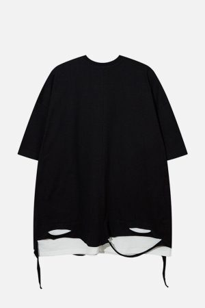 Concert Outfit Broken Hole Fake Two Pieces Tee