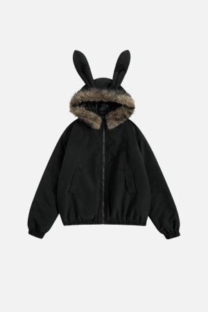 Concert Outfit Bunny Ear Hooded Coat