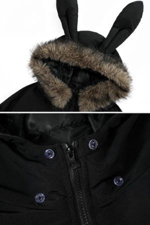 Concert Outfit Bunny Ear Hooded Coat