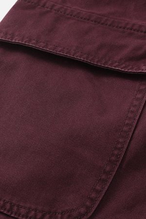 Concert Outfit Burgundy Multi Pocket Jeans