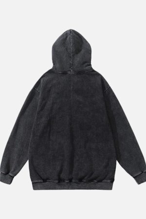 Concert Outfit Burning Retro Skull Skeleton Graphic Hoodie