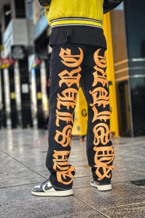Concert Outfit Burning Text Embroidered Letters Jeans