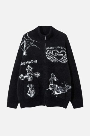 Concert Outfit Butterfly Cross Knit Cardigan