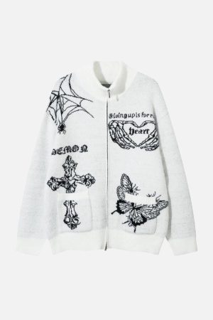 Concert Outfit Butterfly Cross Knit Cardigan