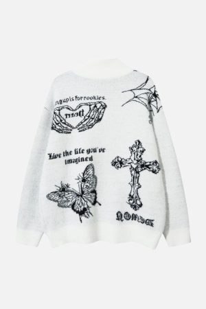 Concert Outfit Butterfly Cross Knit Cardigan