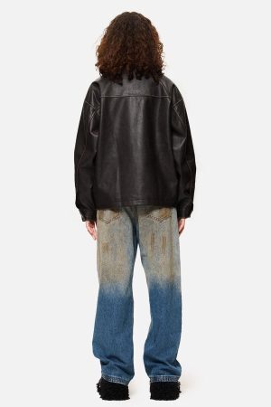 Concert Outfit Butterfly Faux Leather Jacket