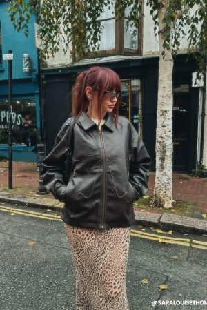 Concert Outfit Butterfly Faux Leather Jacket