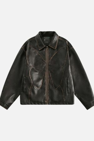 Concert Outfit Butterfly Faux Leather Jacket