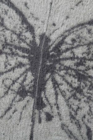 Concert Outfit Butterfly Jacquard  Knit Mock Neck Sweater