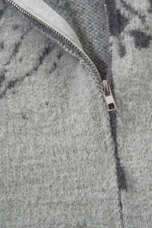 Concert Outfit Butterfly Jacquard  Knit Mock Neck Sweater