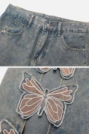 Concert Outfit Butterfly Leg Cutout Jeans