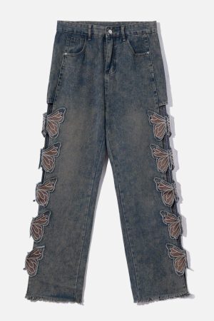 Concert Outfit Butterfly Leg Cutout Jeans