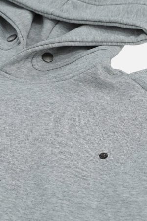 Concert Outfit Button Deconstructive Hoodie