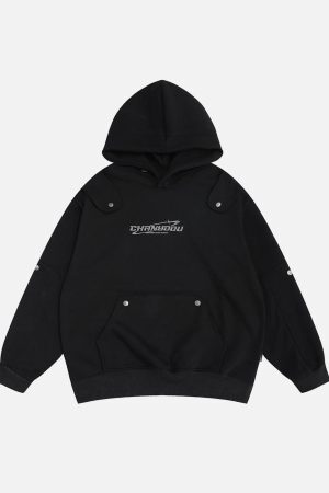 Concert Outfit Button Deconstructive Hoodie