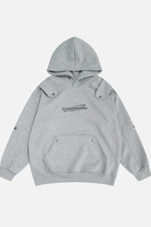 Concert Outfit Button Deconstructive Hoodie