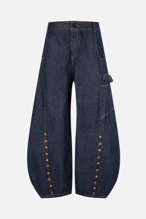 Concert Outfit Button Embroidered Barrel Jeans