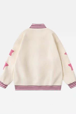 Concert Outfit Buttoned Star Embroidered Baseball Jacket