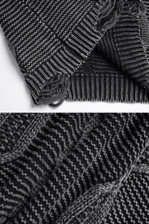 Concert Outfit Cable Knit Ripped Sweater