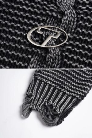 Concert Outfit Cable Knit Ripped Sweater