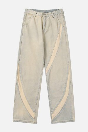 Concert Outfit Cambered Patchwork Straight-Leg Jeans