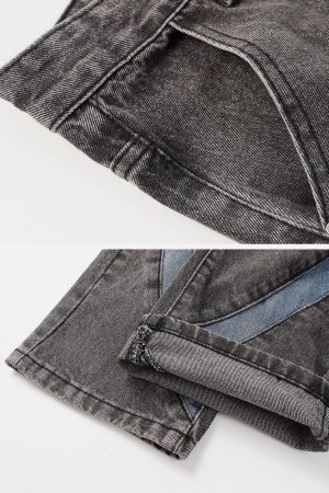 Concert Outfit Cambered Patchwork Straight-Leg Jeans