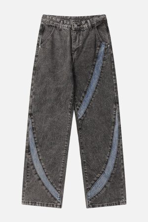 Concert Outfit Cambered Patchwork Straight-Leg Jeans