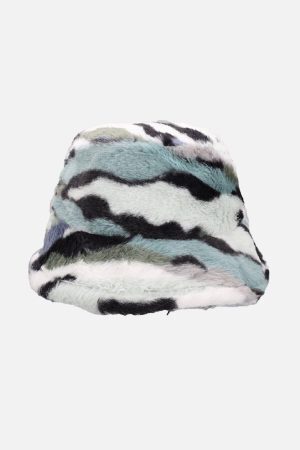 Concert Outfit Camo Stripe Plush Vintage Bucket Hat