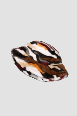 Concert Outfit Camo Stripe Plush Vintage Bucket Hat