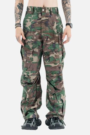 Concert Outfit Camouflage Adjustable Belt Cargo Pants