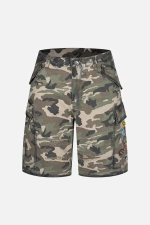 Concert Outfit Camouflage Badge Cargo Shorts